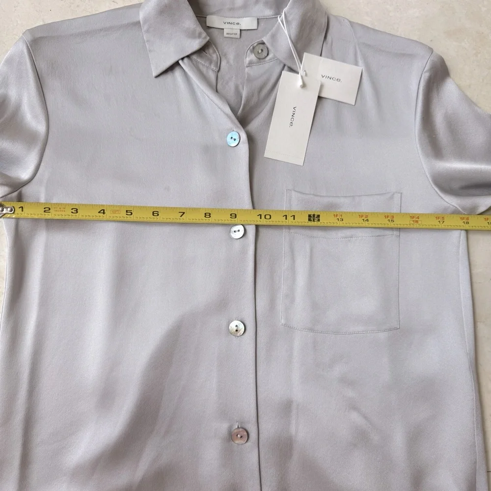 Vince Silk button up shirt gray size XXS - Picture 12 of 16
